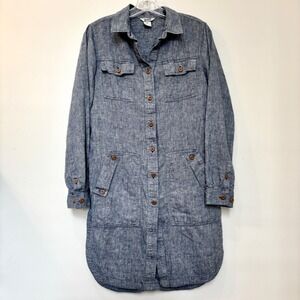 Duluth Trading Co Jean Denim Chambray Shirt Dress XS Blue Western Hemp Cotton